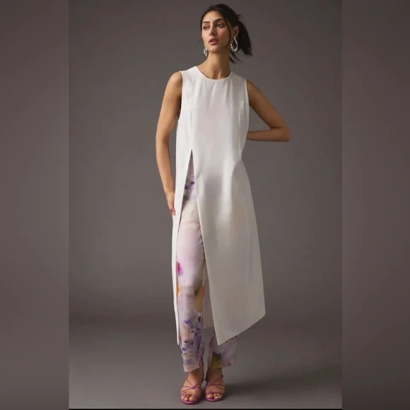 Anthropologie Women’s Sunday in Brooklyn White Sleeveless Tunic Blouse Size M - Picture 1 of 12